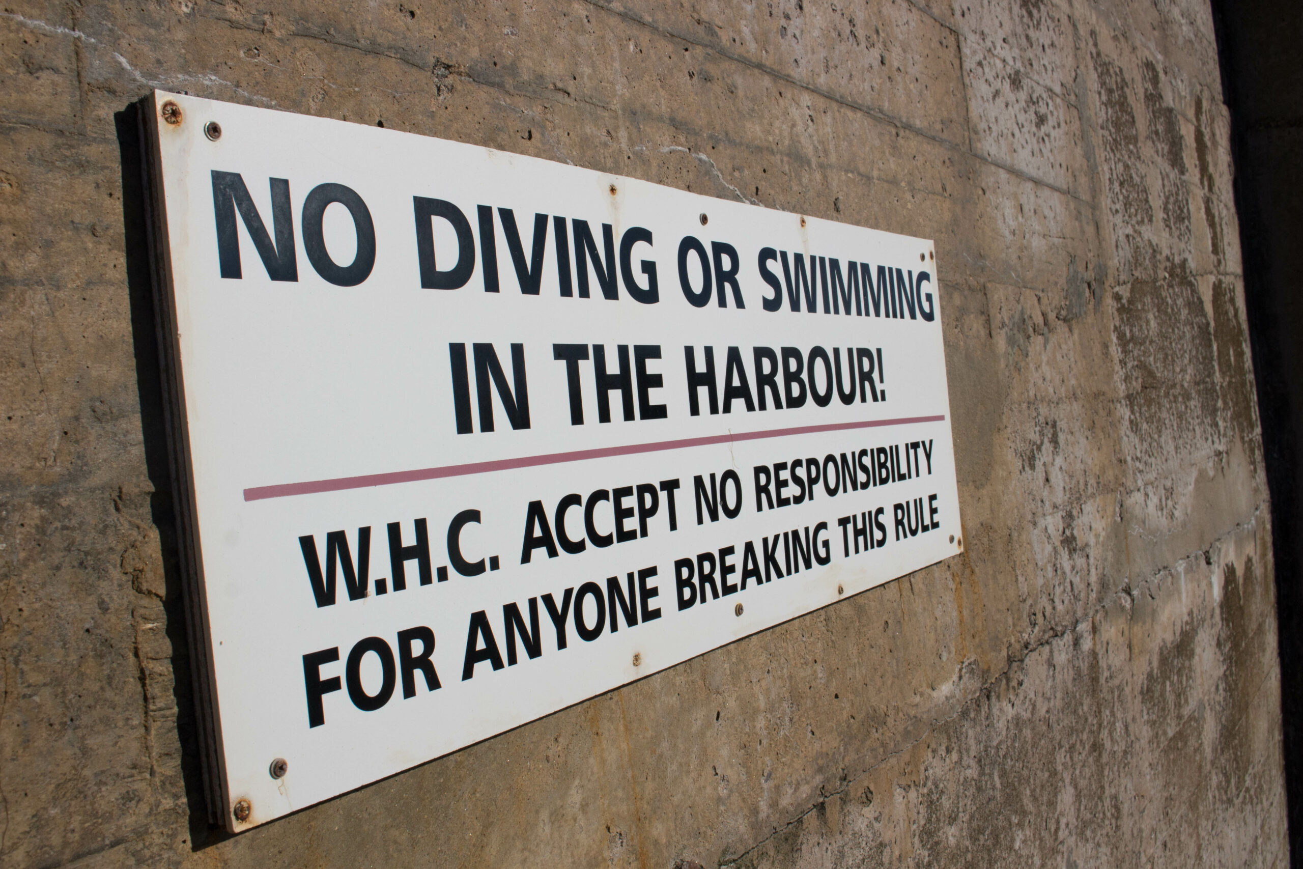 No Diving Sign, Whitehills Marina