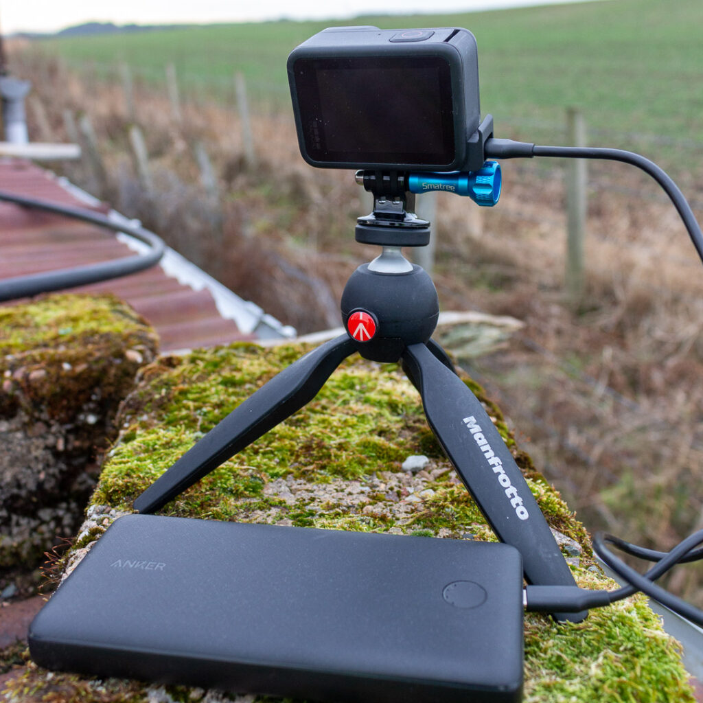 GoPro Hero 9 camera mounted on a tripod