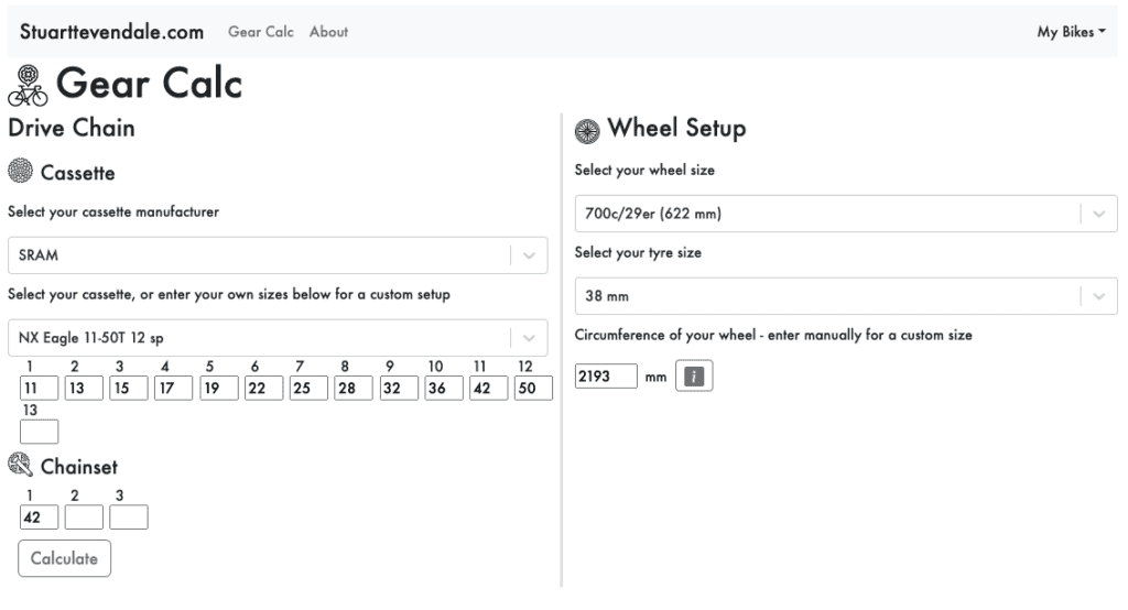 GearCalc front page